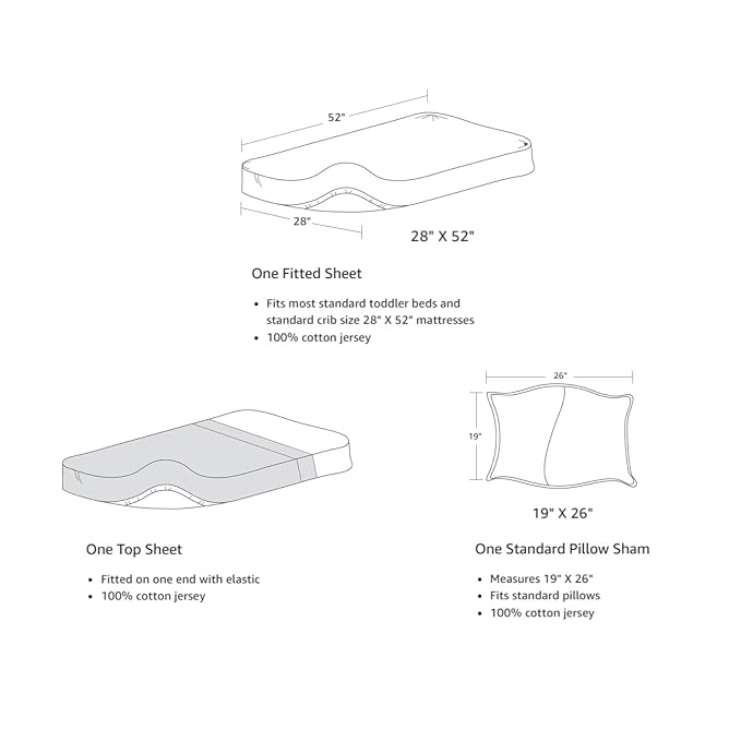 American Baby Company 100% Natural Cotton Jersey Knit Toddler Sheet Set, Cream, Soft Breathable