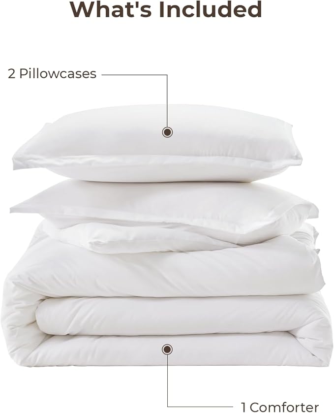 Litanika California King Comforter Set White - 3 Pieces Cal King Lightweight Soft Plain Bed Comforter, Oversized Down Alternative Bedding Set - Machine Washable (104x96In, 2 Pillowcases)