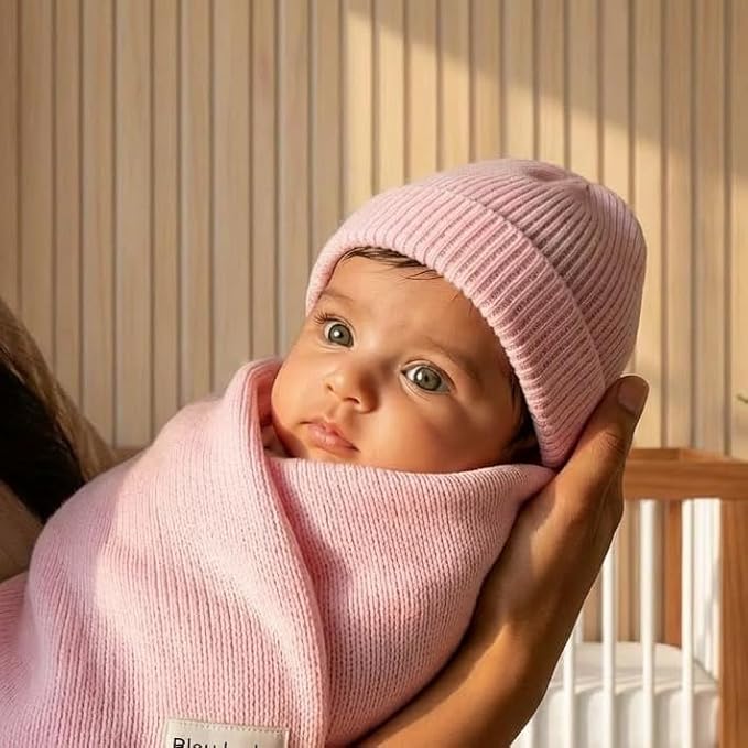 Baby Gift Set - Organic Cotton Newborn Blanket Essentials, Thoughtful Baby Shower & New Baby Gift for Boys & Girls (Luxe - Blush Pink)