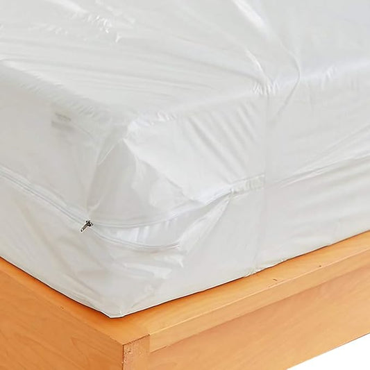 Waterproof Zippered Plastic Mattress Protector Encasement, Vinyl Mattress Bed Cover Proof (Twin)