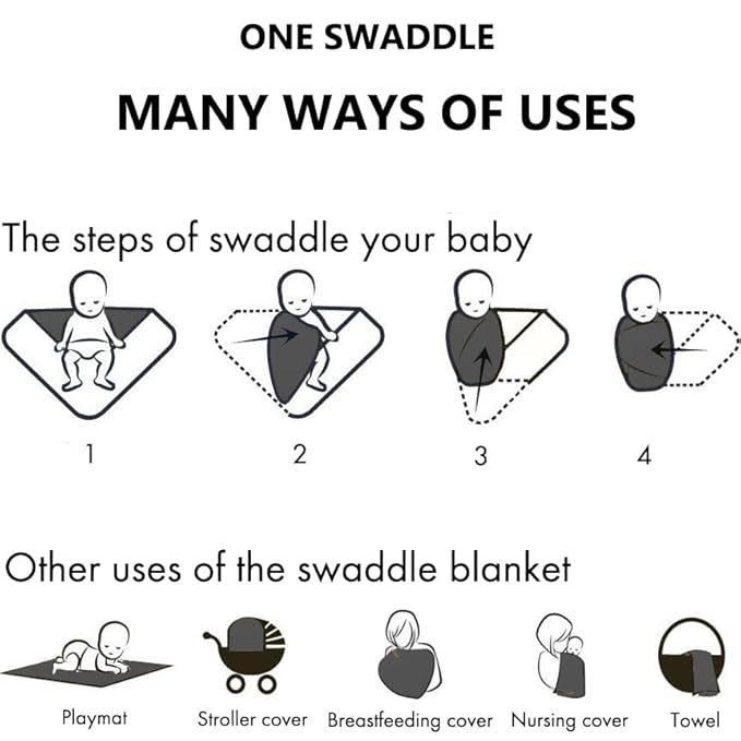 Large Jersey Knitted Swaddle Blanket for Baby, Soft Stretchy Receiving Blanket for Newborns with Hat, Baby Nursery Swaddle 47 x 47 inches(Iron)
