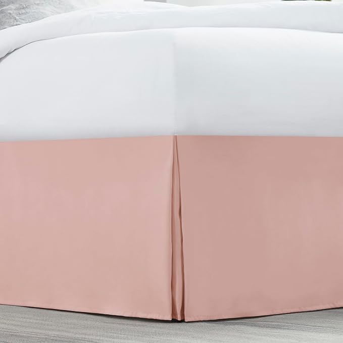 Nestl Peach Beige Full Bed Skirt - Full Size Bed Skirt 14 Inch Drop - Brushed Microfiber Bed Skirts - Hotel Quality Pleated Bed Skirt - Shrinkage & Fade Resistant