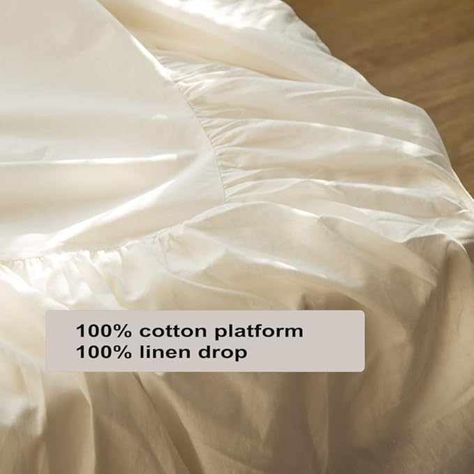 Simple&Opulence Belgian Linen Bed Skirt with Classic 14 inch Tailored Drop Dust Ruffle, Easy Fit Breathable Premium Natural Flax- Pleated White, Queen