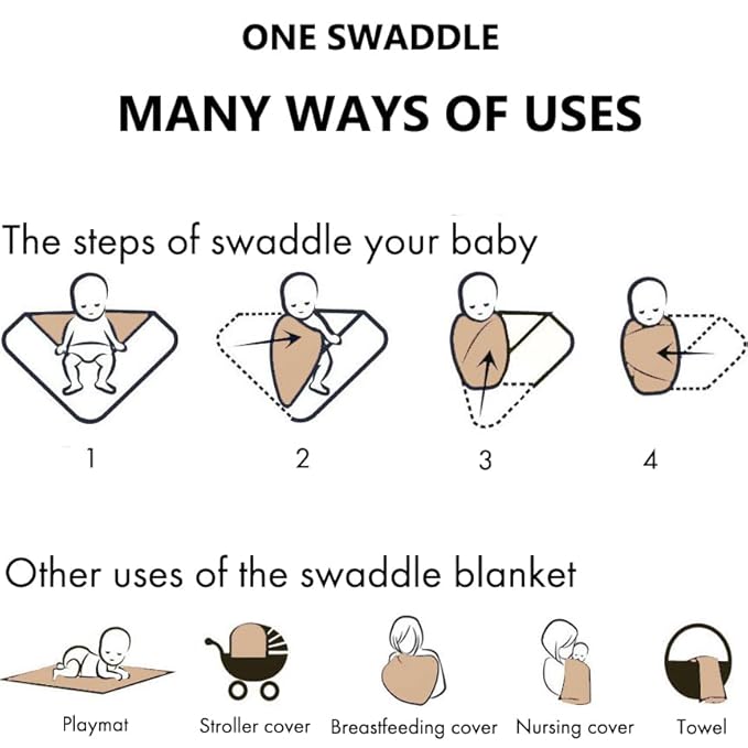 Large Jersey Knitted Swaddle Blanket for Baby, Soft Stretchy Receiving Blanket for Newborns with Hat, Baby Nursery Swaddle 47 x 47 inches(Muted Fawn)