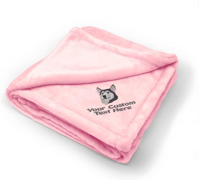 Nursery Bedding Baby Blankets for Boys & Girls Siberian Husky Head A Polyester