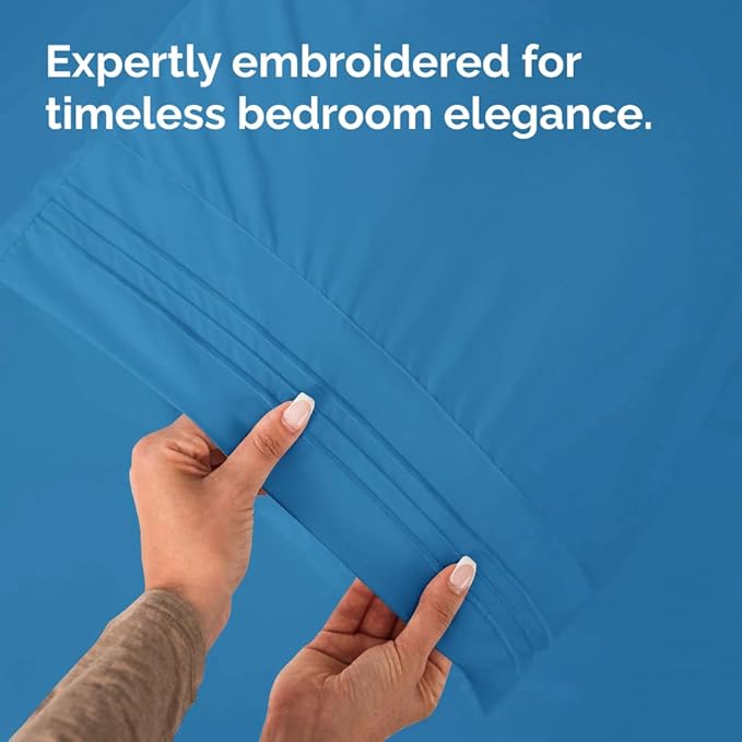 King Pillow Cases Set of 2 - Ultra Soft Hotel Quality Pillowcase Covers - Comfy, Cozy & Wrinkle Free - Shrinkage, Stain & Fade Resistant - Machine Washable Pillow Protectors - 2 Piece Set - Denim Blue