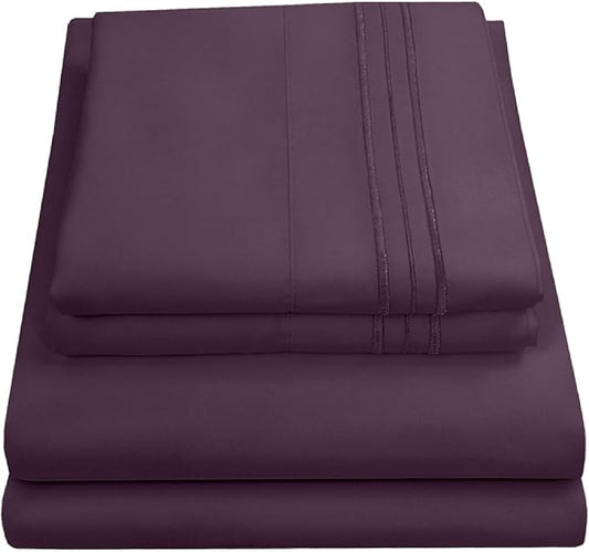 Queen Size Bed Sheets - Breathable Luxury Sheets with Full Elastic & Secure Corner Straps Built In - 1800 Supreme Collection Extra Soft Deep Pocket Bedding Set, Sheet Set, Queen, Purple
