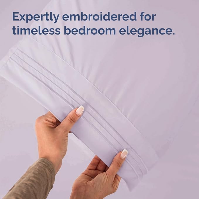King Pillow Cases Set of 4 - Ultra Soft Hotel Quality Pillowcase Covers - Comfy, Cozy & Wrinkle Free - Shrinkage and Fade Resistant - Machine Washable Pillow Protectors - 4 Piece Set - Light Lavender