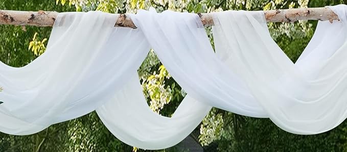 Warm Home Designs Set of 2 White & Beige Canopy Bed Curtains in 55 x 216 Inch Size. 2 Queen Bed Canopy Curtains Can Be Turned Into Kids Bed Tent or Bed Canopy for Girls. BE White & Beige 216"