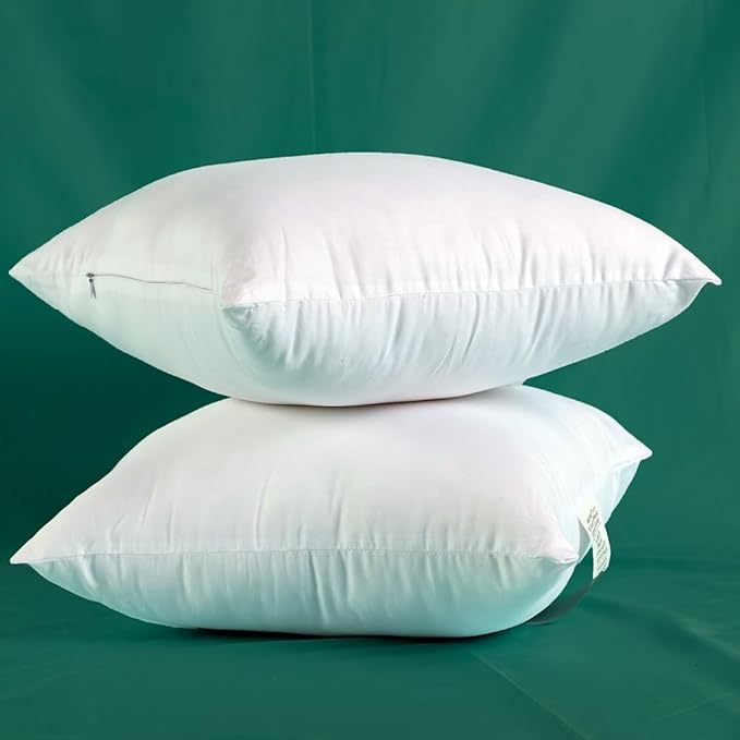 Extra Thick and Full Set of 2 Plump Cotton Fabric Throw Pillow Inserts, Filler for Decorative Cushion Cover, 12 X 20 Inches, There are Multiple Sizes to Choose from