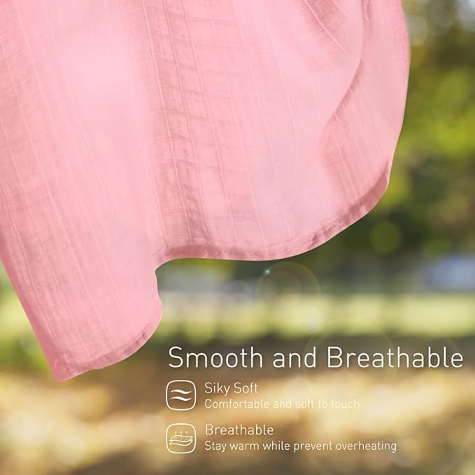 Organic Cotton Newborn Baby Swaddle Blanket Unisex Swaddle Wrap Soft Silky Muslin Swaddle Blankets Neutral Receiving Blanket for Newborn Boys and Girls Large 47 x 47 inches(120x120cm) (LightPink)