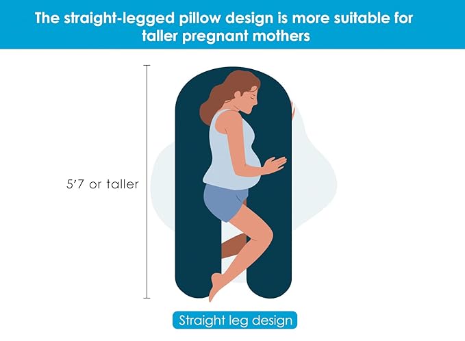 QUEEN ROSE Extra Long U Shaped Body Pillow, 65in Pregnancy Pillows for Sleeping, Full Body Support for Adults and Maternity Women, Cooling Sateen Cover, Purple and White