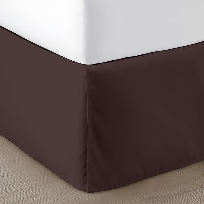 SGI bedding 18 inch Drop Bed Skirt Twin Size - Platform Style with Secure Fit, Classic Tailored Look, Elegant Pleated Style Dust Ruffle, Split Corners, Wrinkle Resistant Microfiber - Chocolate