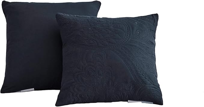 Oversized King Bedspread 128x120 Extra Wide, Paisley Pattern Design, Lightweight Bedding Cover, Reversible, 5 Piece, 100% Microfiber, Navy Blue