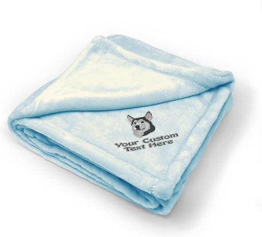 Nursery Bedding Baby Blankets for Boys & Girls Siberian Husky Head A Polyester
