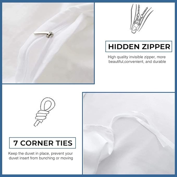 King Size Duvet Cover with Zipper 1000 Thread Count 100% Egyptian Cotton Long Staple Quilt Cover Silky Soft, Breathable with Hidden Zipper Closure 1 Piece Sky Blue Duvet Cover