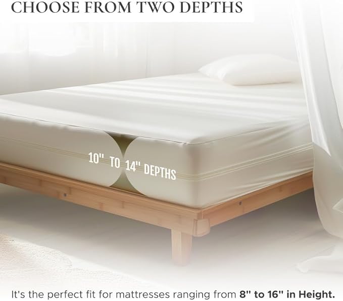 Sleep & Beyond 100% Organic Cotton All Seasons Mattress Encasement - Soft Breathable Waterproof Mattress Protector Comes with Zipper GOTS and Oeko-TEX Certified - Ivory - Twin up to 10 inch