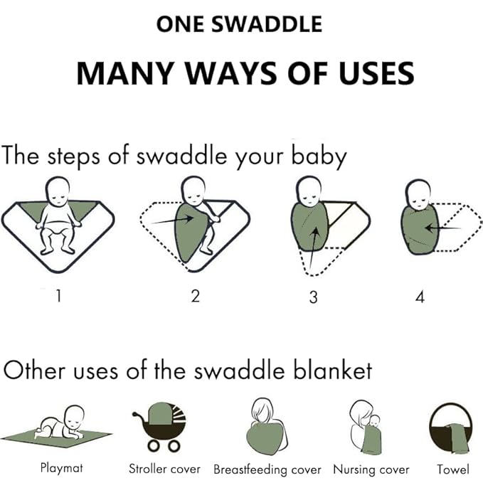 Large Jersey Knitted Swaddle Blanket for Baby, Soft Stretchy Receiving Blanket for Newborns with Hat, Baby Nursery Swaddle 47 x 47 inches(Sage)