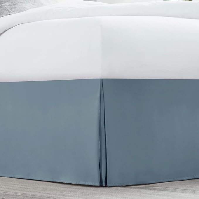 Nestl Stone Blue Twin XL Bed Skirt - Twin XL Size Bed Skirt 14 Inch Drop - Brushed Microfiber Bed Skirts - Hotel Quality Pleated Bed Skirt - Shrinkage & Fade Resistant