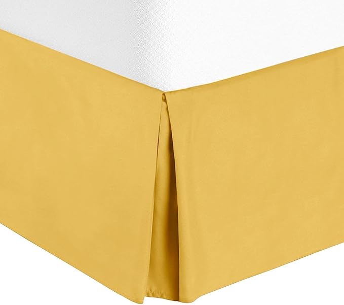 Bed Skirt - Soft Quadruple Pleated Ruffle - Easy Fit with 16 Inch Tailored Drop - Hotel Quality, Shrinkage and Fade Resistant//Gold/Full