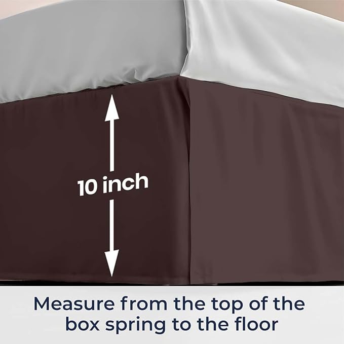 SGI Bedding 10 inch Drop Bed Skirt Cal King Size - Platform Style with Secure Fit, Classic Tailored Look, Elegant Pleated Style Dust Ruffle, Split Corners, Wrinkle Resistant Microfiber - Chocolate