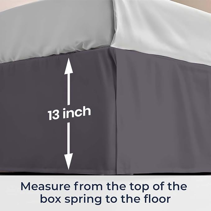 SGI bedding 13 inch Drop Bed Skirt Full Size - Platform Style with Secure Fit, Classic Tailored Look, Elegant Pleated Style Dust Ruffle, Split Corners, Wrinkle Resistant Microfiber - Dark Grey