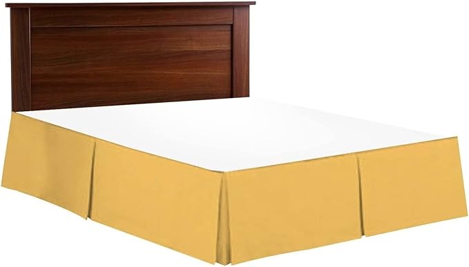 Bed Skirt - Soft Quadruple Pleated Ruffle - Easy Fit with 16 Inch Tailored Drop - Hotel Quality, Shrinkage and Fade Resistant//Gold/Full