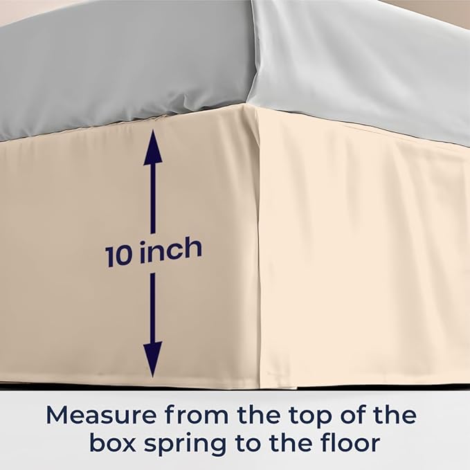 SGI bedding 10 inch Drop Bed Skirt Full Size - Platform Style with Secure Fit, Classic Tailored Look, Elegant Pleated Style Dust Ruffle, Split Corners, Wrinkle Resistant Microfiber - Beige