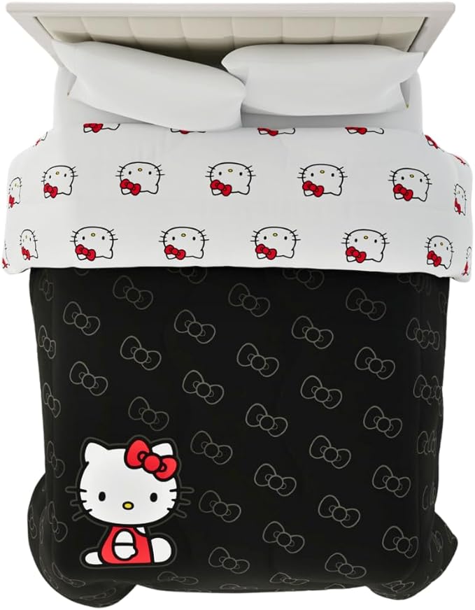 Hello Kitty Bedding Super Soft Cozy Microfiber Reversible Comforter, Queen, (Officially Licensed Product) by Franco Collectibles