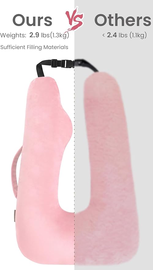 Car Travel Pillow for Kids Adults, Raised Padding Head and Neck Support Car Seat Sleeping Pillow for Toddlers, Portable U Shaped Body Pillow for Car Seat On Road Trip (Magenta)