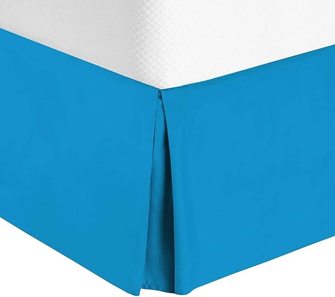 Bed Skirt - Soft Quadruple Pleated Ruffle - Easy Fit with 16 Inch Tailored Drop - Hotel Quality, Shrinkage and Fade Resistant//Turquoise/Queen