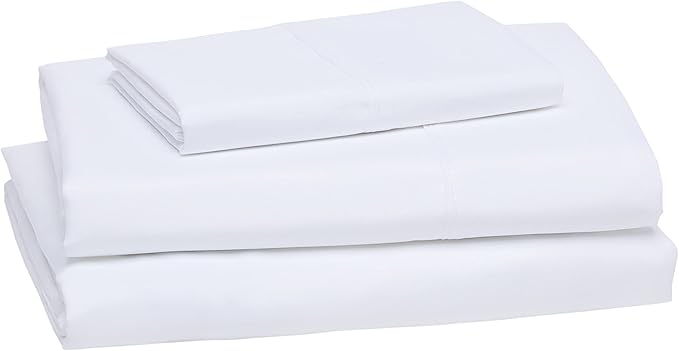 Amazon Basics Ultra-Soft Breathable Wrinkle-Free Microfiber 3-Piece Bed Sheet Set with 14-Inch Deep Pockets,College Dorm-Friendly,Twin XL,Bright White,(Pack of 4)