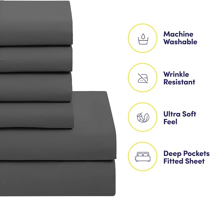 Twin XL Comforter Set with Sheets - Soft & Breathable Piece Bedding Collection - 1 Comforter, 1 Fitted Sheet, 1 Flat, Pillowcases - Deep Pocket - Premium Quality - Ideal for All Seasons, Gray