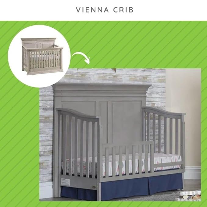 Toddler Bed Safety Guard Rail for Baby Cache Convertible Cribs - Solid Wood Rail for Convertible Crib to Toddler Bed Conversion - Safety Bed Rail for Children (Ash Grey)