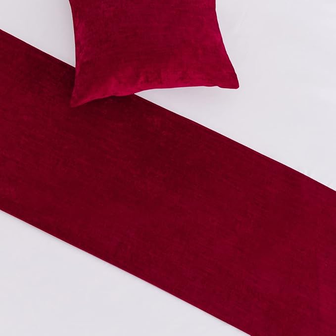AMBERIS Bed Runner Red, Chenille Soft No Fading Modern Bed Scarf (Pillowcases Sold Separately)