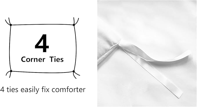 Amazon Basics Lightweight Microfiber 3 Piece Duvet Cover Set with Zipper Closure, King, Bright White