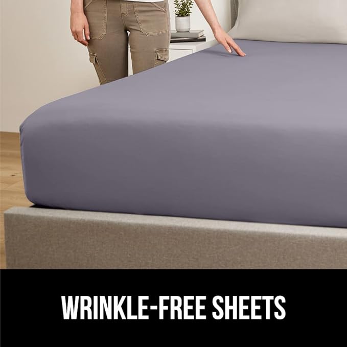 GORILLA GRIP Patent Pending Bed Sheet Holders, Adjustable Elastic Fasteners with Metal Clips, Keep in Place Fitted Bedding Straps, Firm Tight Suspenders for Mattress, US Designed, 4 Pack Black
