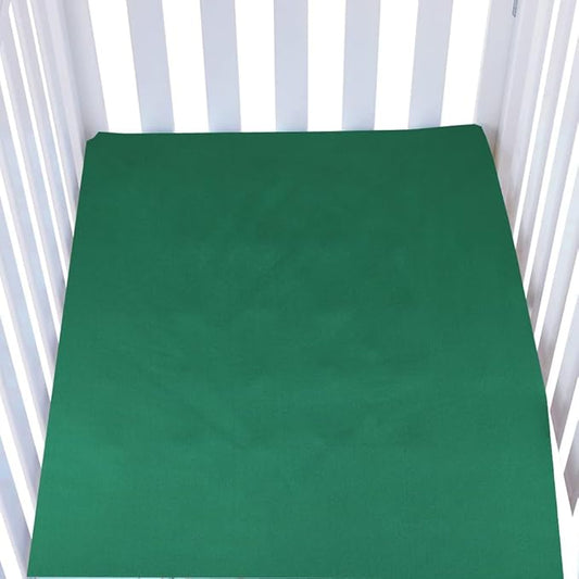 Knlpruhk Silk Pack and Play Sheet/Mini Crib Sheet 27" x 39" Surface (100% Pure Mulberry Silk) – 5" Deep Pocket (Satin) for Baby Hair 19 Momme 6A High Grade Fibers Ultra Soft Smooth Dark Green