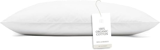 BOLL & BRANCH Down Alternative Pillow - Firm, Standard - Cooling Shell - Hypoallergenic Primaloft Luxury Down Alternative Fill - Superior Support