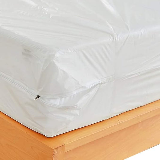 Waterproof Zippered Plastic Mattress Protector Encasement, Vinyl Mattress Bed Cover Proof (Twin XL)