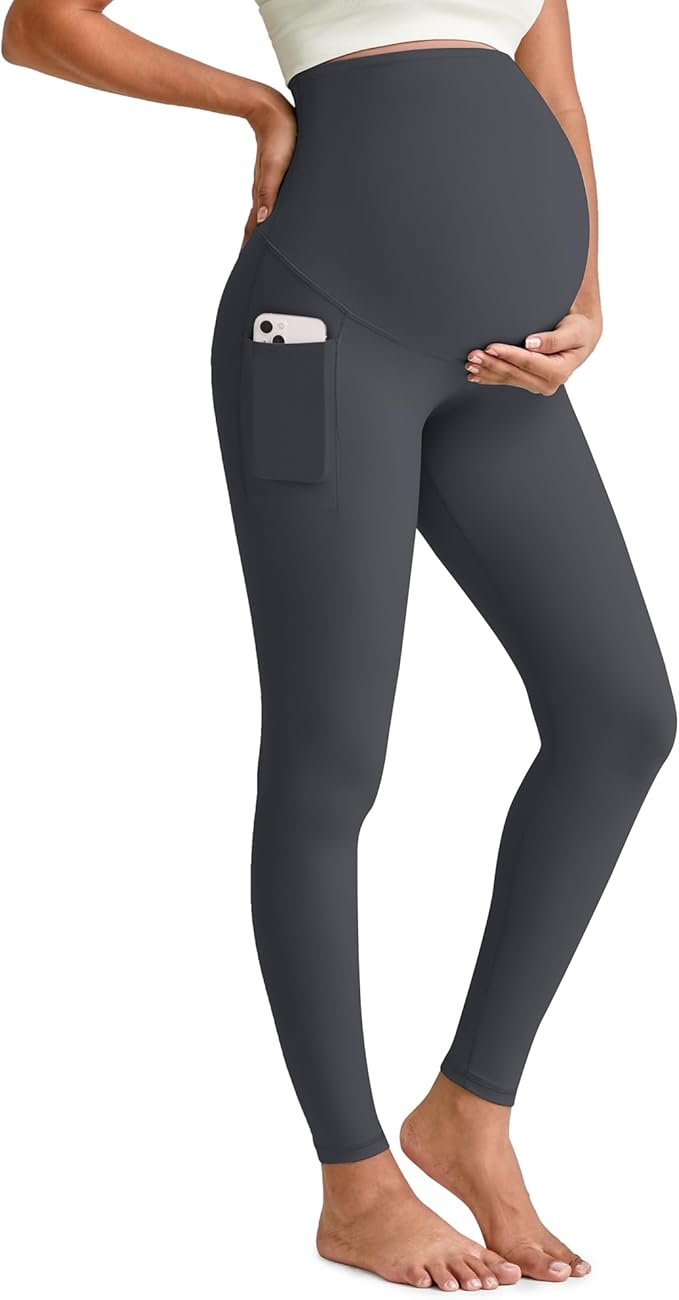 G4Free BareFeel Maternity Leggings with Pockets Over The Belly Stretchy Workout Yoga Pregnancy Pants