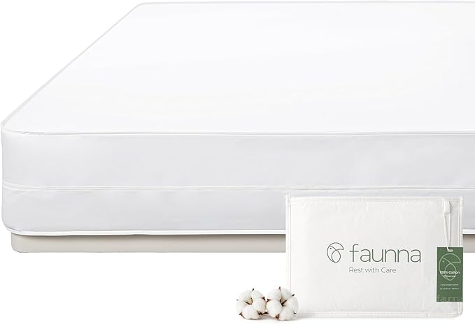 FAUNNA 100% Cotton Mattress Protectors, Bed Bug and Dust Mite Proof Mattress Cover, Hypoallergenic Antibacterial Protection, Noiseless Zipper Six-Sided Mattress Encasement (Twin 8" Deep)