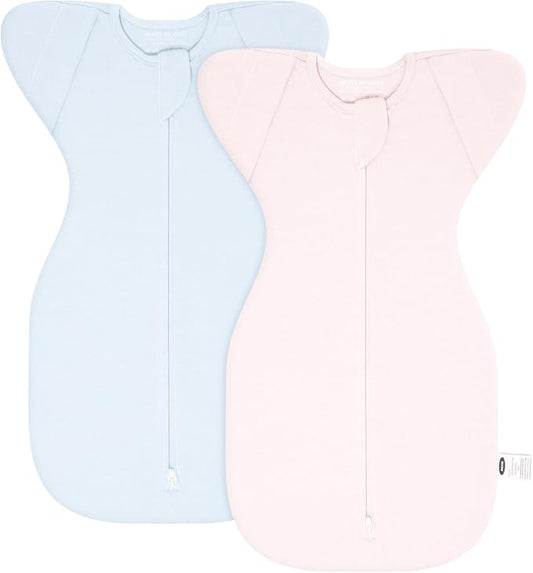 MEXXI Swaddle Baby Sleep Sack With Arms Up, 2 Pack Baby Transitional Swaddle with Double Zipper,0.5 TOG