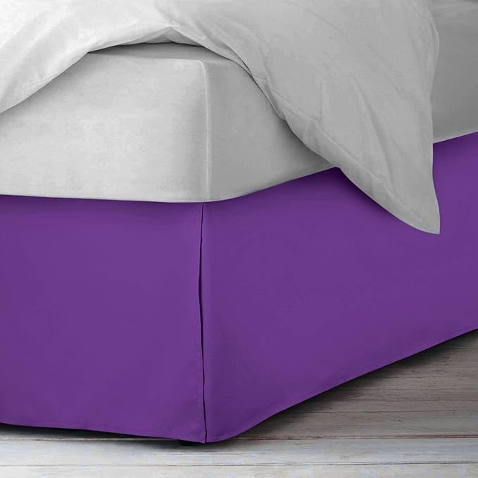 Bed Skirt - Soft Quadruple Pleated Ruffle - Easy Fit with 16 Inch Tailored Drop - Hotel Quality, Shrinkage and Fade Resistant//Purple/Full
