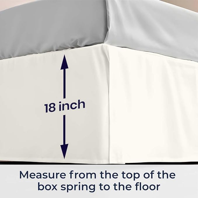 SGI Bedding 18 inch Drop Bed Skirt Full Size - Platform Style with Secure Fit, Classic Tailored Look, Elegant Pleated Style Dust Ruffle, Split Corners, Wrinkle Resistant Microfiber - Ivory