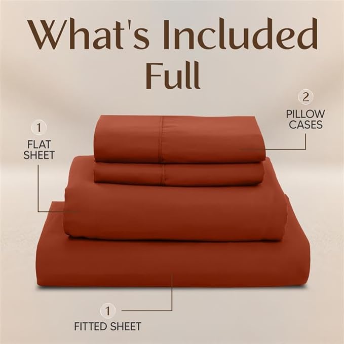Utopia Bedding Full Sheet Set – 4 Piece Bed Sheets for Cal King Size Bed, Soft and Breathable Microfiber, Includes 1 Fitted Sheet, 1 Flat Sheet and 2 Pillowcases (Orange)