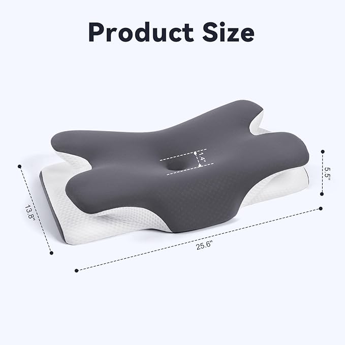 Cervical Cooling Ergonomic Pillow, Adjustable Ergonomic Memory Foam, Cervical Support & Relieves Neck and Shoulder Pain, Orthopedic Pillow for All Sleep Positions