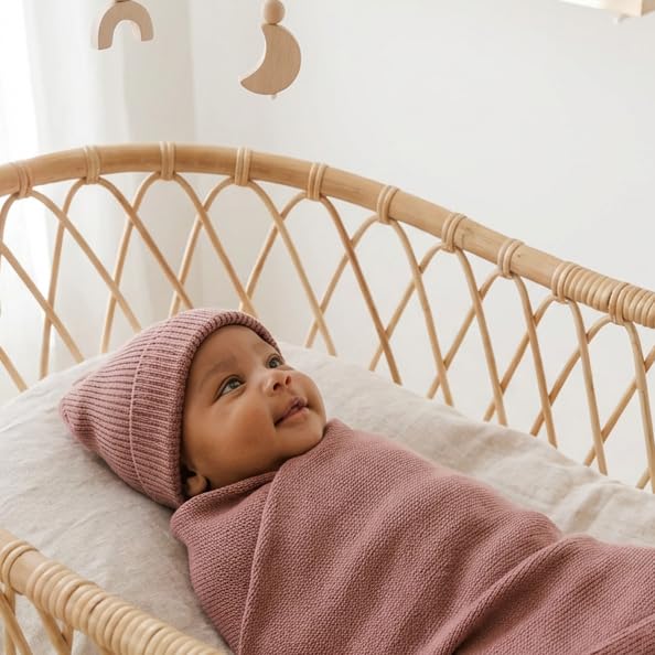 Baby Gift Set - Organic Cotton Newborn Blanket Essentials, Thoughtful Baby Shower & New Baby Gift for Boys & Girls (Luxe - Sugar Plum)