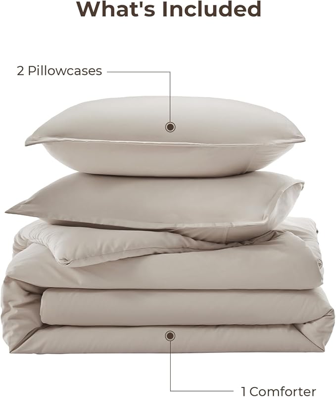 Litanika Linen Grey Comforter Set California King Size, 3 Pieces Cal King Lightweight Solid Bedding Comforter Set, All Season Fluffy Bed Set (104x96In Comforter & 2 Pillowcases)
