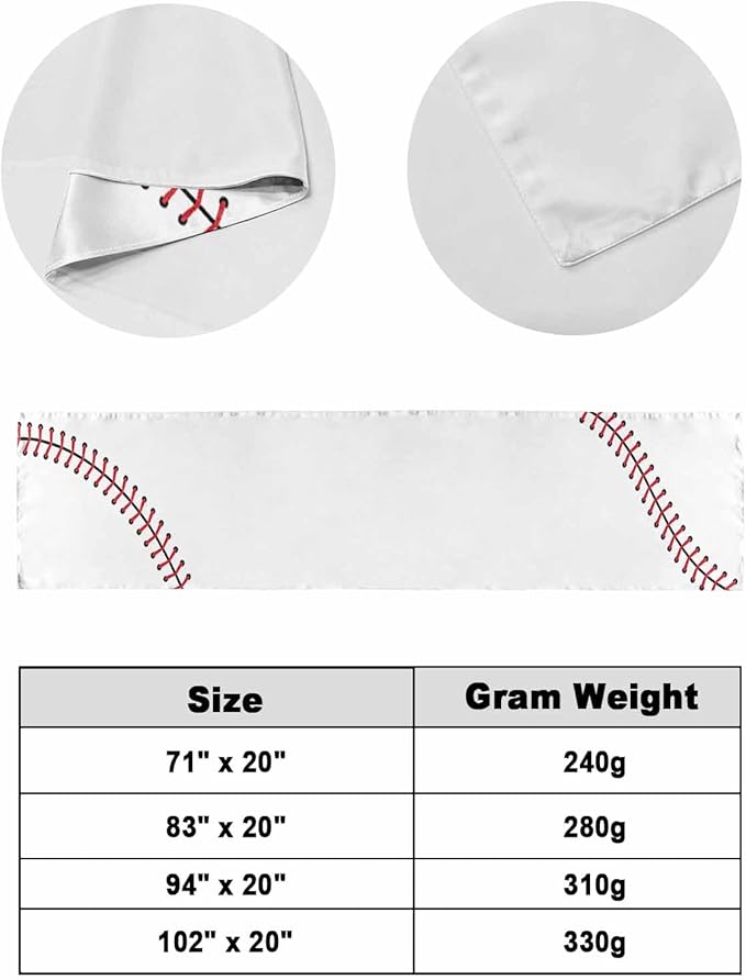Baseball Sports Texture Bed Runners for Bedroom Hotel,Decorative Bedding Scarf White Red Lines Bed End Blanket Bedding Runner Scarves for Full Size Bed,83x20in